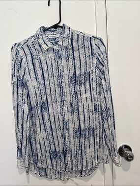 Blue and White Striped Button-Up Shirt